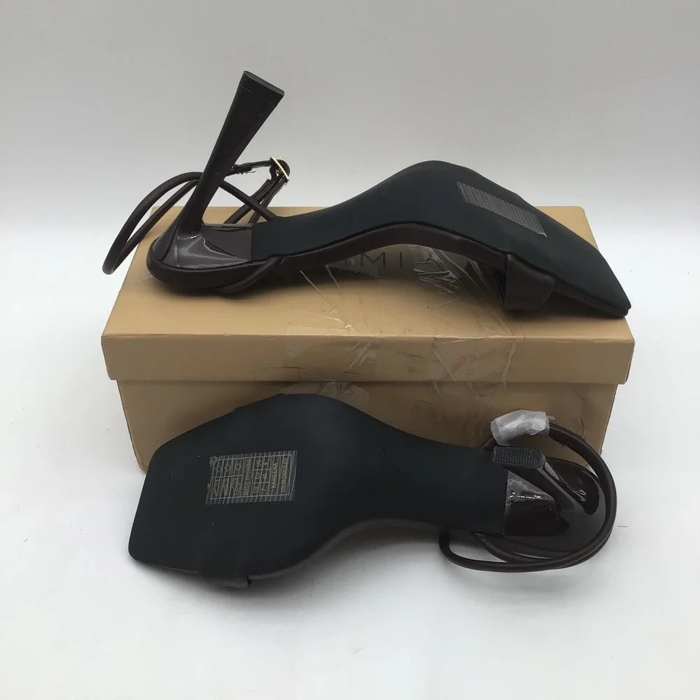 Simmi London Barely There Brown Square Toe Flared Heel Sandals Size‎ 9 NEW